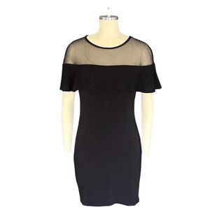 Forever 21 Black Sheer Ruffle Bodycon Cocktail Dress Size M